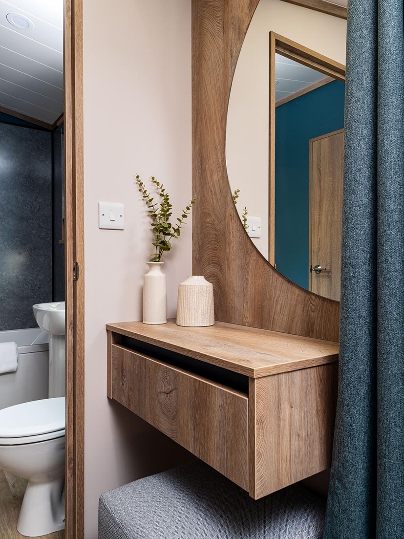 Ash Lodge guest bedroom, modern holiday lodge in Cumbria